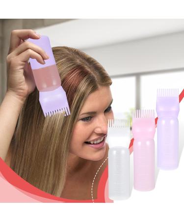 3Pcs Hair Dying Brush Bottle Lightweight Root Comb Hair Tools Applicator Bottles Hair Color Brush with Graduated Scale for Salon Hair Coloring Dying Oil Medicine 120ML (White Pink Purple) - Buy Online on GoSupps.com
