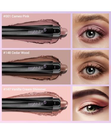 LUXAZA 3Pcs Eyeshadow Stick 3-in-1 Eye Makeup Kit - Shimmer & Matte Neutral Shades with Primer & Setting Spray - Waterproof - A-Hawthorn Set - Buy Online on GoSupps.com