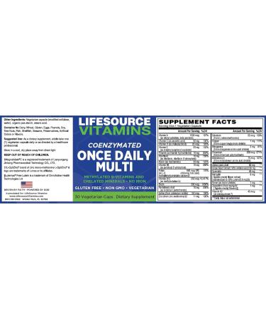 LSV LifeSource Vitamins Coenzymated Once Daily Multi Methylated B-Vitamins Chelated Minerals Iron-Free Vegetarian (30 Caps) 30 Count (Pack of 1) - Buy Online on GoSupps.com