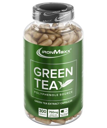 Ironmaxx Green Tea - 300 capsules |Green tea extract with 339mg Epigallocatechin-3-Gallat and 180mg caffeine per daily dose |Supporting in Diath sen 1.07 g (300 pack)