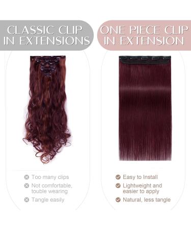 22 inch SEGO Clip in Hair Extension Human Hair One Piece #99J Wine Red 100% Remy Real Hairpieces for Women 3/4 Full Head Straight (55g) - Buy Online on GoSupps.com