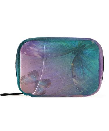 Pfrewn Pill Organizer Case 7 Day Vintage Background with Butterfly Travel Pill Box with Zipper Portable Small Weekly Vitamin Medicine Supplement Holder Pouch Bag