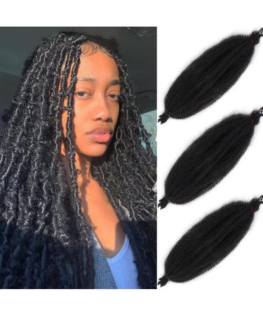 Leeven 24 Inch Pre-Separated Springy Afro Twist Hair 3 Packs Popping Spring Twist Hair for Marley Locs Twist Braiding Hair Black Pre-fluffed Afro Kinky Marley Hair Extensions /1B# 24 Inch (Pack of 3) 1B#