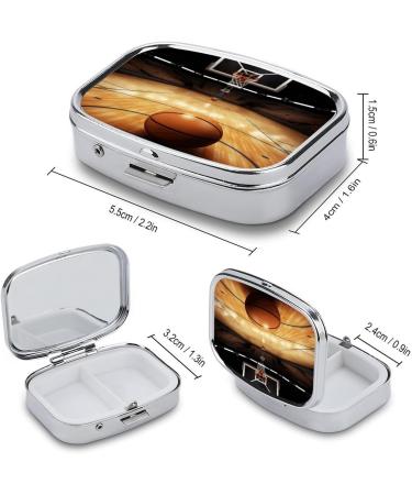 Decorative Basketball Pill Box Organizer - 2 Compartment Portable Metal Medicine Case for Pocket or Purse - Buy Online on GoSupps.com