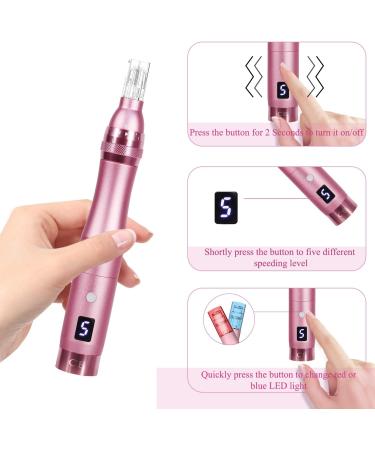 PELCAS 2 in 1 Microneedling Pen Derma Pen with 2 LED Colors & 6 Speeds Dermapen LCD Display with 24 Replacement Cartridges Rechargeable Cordless 0-2 mm Adjustable for Skin Care - Buy Online on GoSupps.com