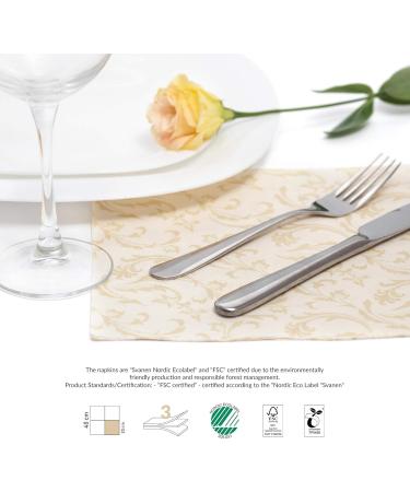 Papstar Royal Collection Napkins - 50 Premium 1/4 Fold Champagne Damascato 40x40 cm (Pack of 2) - International Shipping Available - Buy Online on GoSupps.com