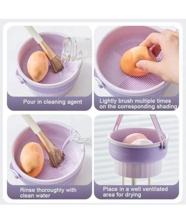 JALEO Silicone Makeup Brush Holder & Cleaning Mat - Multifunctional Removable Cosmetic Brush Cleaner Bowl & Puff Drying Storage Basket (Purple) - International Shipping Available - Buy Online on GoSupps.com