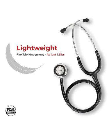 eSteth Classic Stethoscope - Sensitive Chest Piece for Amplified Heart & Lung Sounds - Lightweight Design - Flexible Tubing - Extra Ear Tips - Non-Chill Ring - 32 Long - Black - Buy Online on GoSupps.com