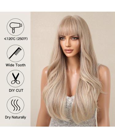 Allbell Strawberry Blonde Long Wavy Wig for Women | Heat-Resistant Synthetic Hair for Daily Wedding & Cosplay Use - Buy Online on GoSupps.com