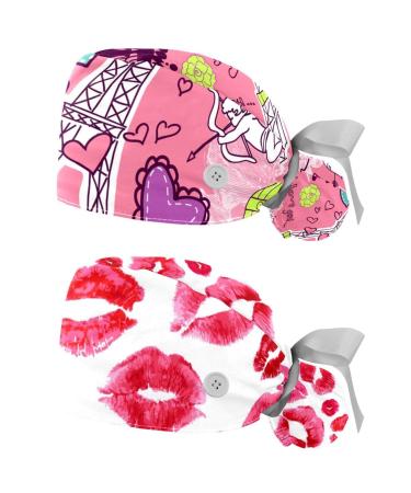 2 Pcs Nurse Scrub Caps Women Long Hair Giraffes and Elephants Adjustable Working Cap with Button and Sweatband Color 9 - Buy Online on GoSupps.com