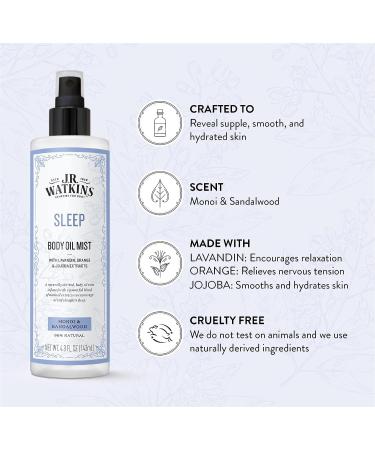 J.R. Watkins Sleep Body Oil Mist - Natural Monoi & Sandalwood, 4.8 oz - Promotes Restful Sleep, Hydrates Skin - Buy Online on GoSupps.com