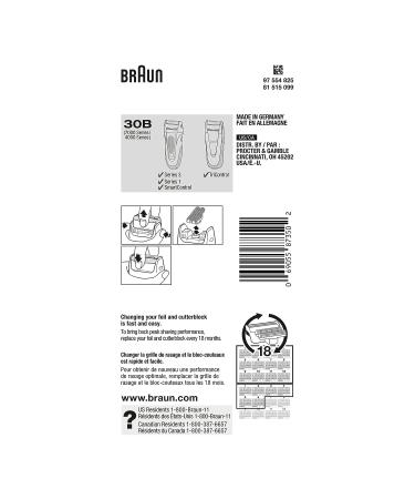 Braun Series 3 Electric Shaver Replacement Head - 30B - Compatible with SmartControl, TriControl Models - Buy Online on GoSupps.com