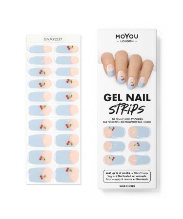 MOYOU LONDON Semi-Cured UV Gel Strips - 20 Pieces - Gel Nail Foils UV Curing for Salon Quality Manicure - Wild Cherry - Buy Online on GoSupps.com