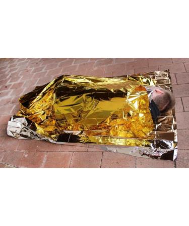 Medi-Inn+ Gold Silver Rescue Blanket | 160x210 cm | Emergency First Aid & Cold/Heat Protection | Bulk Pack of 100 - Buy Online on GoSupps.com
