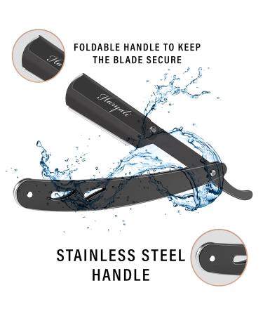 Haryali London Bart Messer Set - Premium Barber Razor Knife with Leather Bag | Rust-Free Steel Straight Razor for Men & Women - Buy Online on GoSupps.com