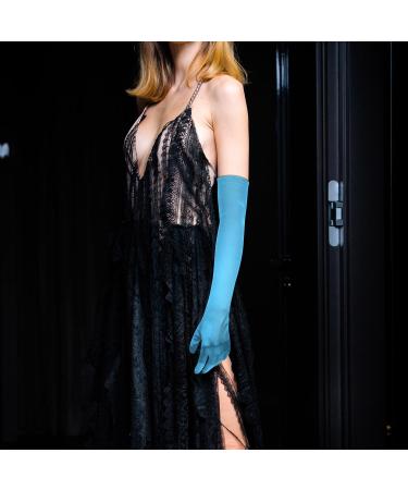 NQEUEPN Women Long Gloves Long Elbow Satin Gloves 21" Stretchy 1920s Opera Gloves Hand Care Moisturizing Gloves for Women Girls Evening Party Dance (Light Blue) - Buy Online on GoSupps.com