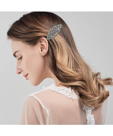 DonLeeving 2 Pcs Vintage Silver Leafy Barrette Antique Filigree Flower Crystal Barrette Metal Retro French Hair Clips For Women Girl - Buy Online on GoSupps.com