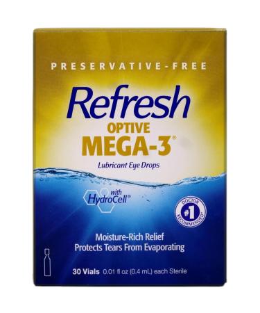 Refresh Optive Mega-3 Lubricant Eye Drops with Flaxseed Oil - 30 ct Pack of 5