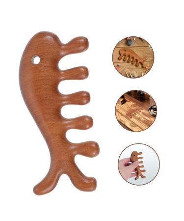 Healeeved 4-Piece Fish Massage Comb Set | Gua Sha Facial Tool for Men & Women | Wooden Ridge Combs for Curly Hair | Golden Sandalwood Massage Sticks - Buy Online on GoSupps.com