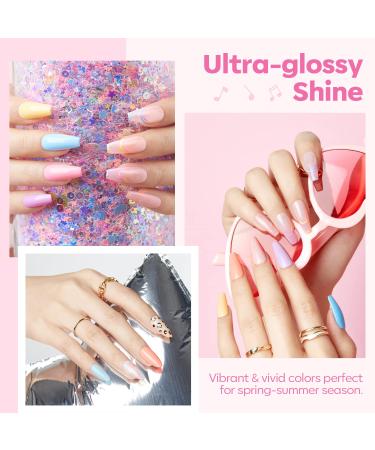 Modelones 21 Colors Gel Nail Polish Set - Spring/Summer Pastel, Solid, Glitter, Pudding Gel - Mother's Day Gift with Nail Art Brush - Buy Online on GoSupps.com