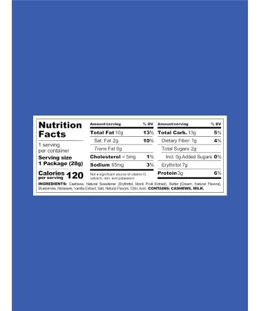 Keto Farms Blueberry Vanilla Cashews - Low Carb Keto Nuts (1 oz, 6 Count) | Roasted Lightly Salted Desserts with Real Fruit | Satisfy Candy Cravings with 0g Added Sugar - Buy Online on GoSupps.com