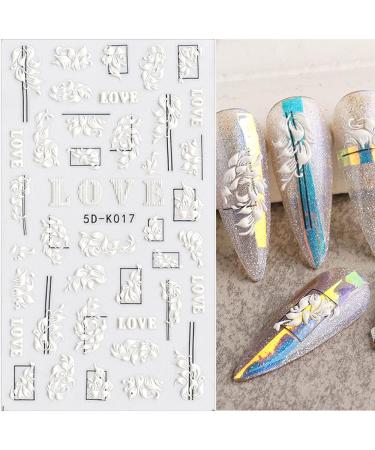 LIULI 5D Embossed Lace Butterfly Nail Art Stickers - Black & White | Adhesive Decals for Spring/Summer Decor - Buy Online on GoSupps.com