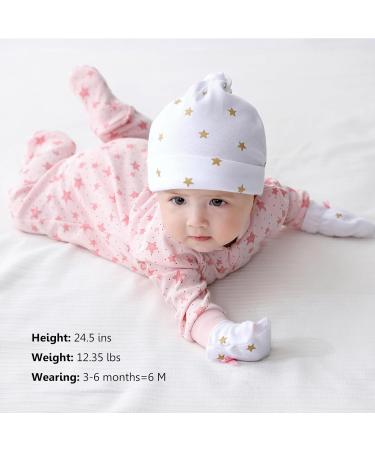 MAMIMAKA Baby Girls 6-9 Months Footed Pajamas - Hedgehog, Fox, Stars Design - Buy Online on GoSupps.com