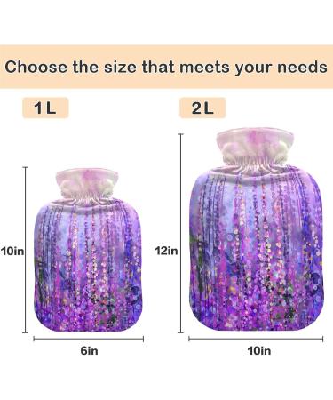 NAANLE 1L Hot Water Bottle with Abstract Violet Flower Cover | Pain Relief & Heat Therapy for Menstrual Cramps | Hand & Foot Heating Bag - International Shipping Available - Buy Online on GoSupps.com