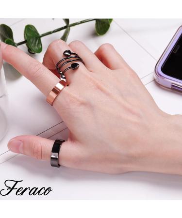 Feraco 2 Pcs Magnetic Copper Rings for Women - 99.99% Pure Copper Thumb Ring - Adjustable Fingers Ring - Jewelry Gift Box - Silver - Buy Online on GoSupps.com