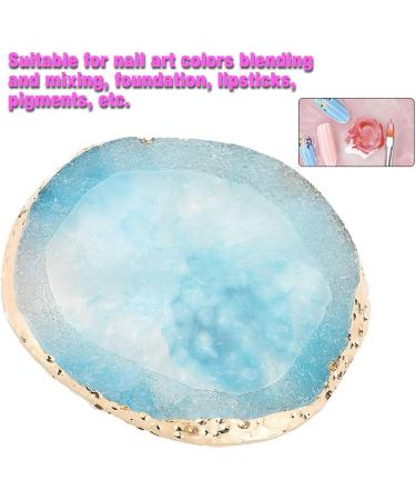 Resin Stone Manicure Palette Gilded Edge Nail Art Pallet Nail Art Mixing Palette Nail Art Paint Palette for Lipstick Pigment Mixing(Blue) - Buy Online on GoSupps.com