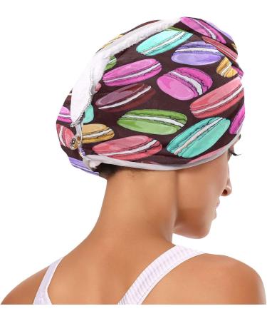 Macarons Parisien Dry Hair Cap - 2 Piece Quick Drying Towel Set with Button Headband | Super Absorbent & Comfortable - Buy Online on GoSupps.com