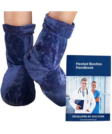 Doctor Developed Copper Infused Foot Compression Sleeves/Plantar Fasciitis Socks PAIR and Doctor Written Handbook Heated Booties (Blue)