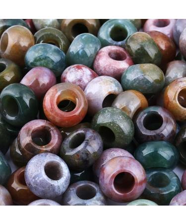 SUNYIK Indian Agate Large Hole Rondelle Charms 20-Pack for Bracelet Making, Multi Green Agate Beads 14x8mm - Buy Online on GoSupps.com