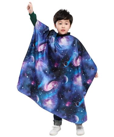 PERFEHAIR Kids Haircut Barber Cape Cover for Hair Cutting Styling and Shampoo - Space Starry Sky Printing