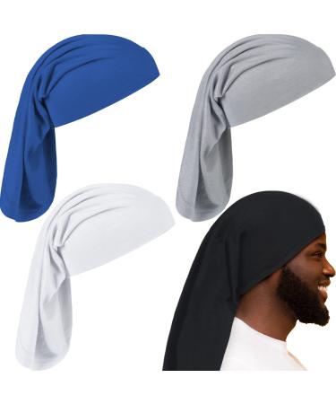 4 Packs DreadLocks Tube Sock Wide Elastic Headband Loc Cap Long Hair Dreads Satin Head Wrap Unisex Spandex for Women Men Sleeping (Black, White, Grey, Lake Blue,15 x 9.8 Inches) 15 x 9.8 Inch (Pack of 4) Black, White, Grey…