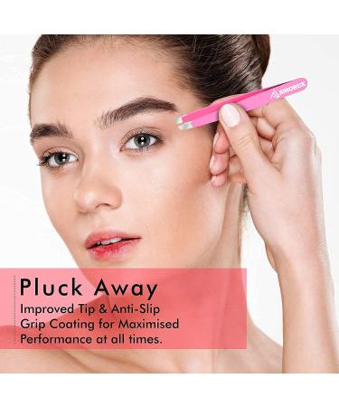 Amorux Tweezers for Facial Hair Women & Men Professional Stainless Steel Black Colour Coated Precision Tweezers Slant & Tip Eyebrow Tweezers for Ingrown Hair Tweezers (Pink) - Buy Online on GoSupps.com