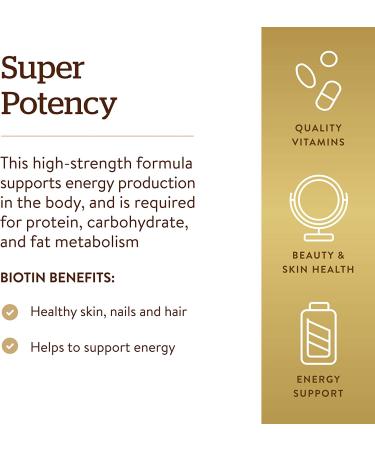 Solgar Biotin 5000 mcg - 100 Vegetable Capsules for Healthy Hair, Skin & Nails - Buy Online on GoSupps.com