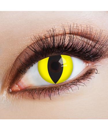 aricona contact lenses - bright yellow contact lenses motif lenses cat eyes - colorful colored contact lenses green without strength for carnival carnival and costume parties 2 pieces
