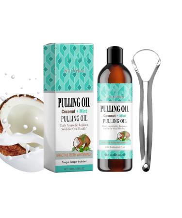 Generisch Natural Skin Lightening Coconut Oil - 100ml - Coconut and Peppermint Mouth Oil - With Tongue Scraper
