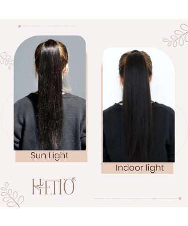 Hetto Real Hair Ponytail Extensions - 30cm Wrap Around 70g #1 Black - Natural Hair Recovery - Buy Online on GoSupps.com