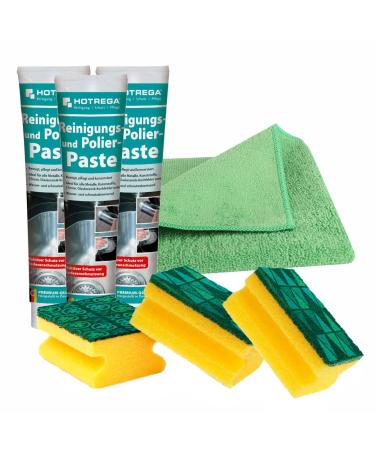 HOTREGA cleaning and polishing paste 125ml (3x 125 ml incl. 3x sponge + 1x microfiber cloth)
