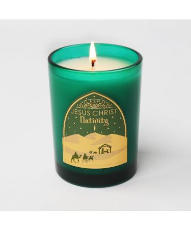 SAINT Jesus Christ Nativity Scented Candle - Aromatherapy with Prayer Coin & Holy Oil | Myrrh & Cedarwood | 80 Hour Burn Time | Special Edition - Buy Online on GoSupps.com