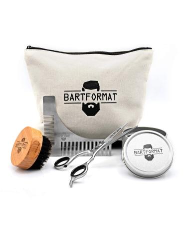 Bart format 4-part beard care set Cutting miracle-including XL-Bartscheren + Rasures stencil + beard brush + cultural bag-high-quality set for daily beard care-present for men
