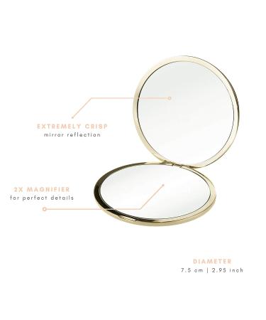 MI EL Gold Metal Magnifying Compact Mirror - Double Sided Handheld for Crisp Magnification. Ideal for Purses & Travel - Buy Online on GoSupps.com