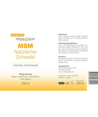Buy High-Quality MSM Gel for Face & Body - 200ml | Fragrance & Dye-Free | No Sodium Benzoate | Premium MSM Sulfur from USA - International Shipping Available - Buy Online on GoSupps.com