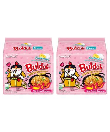 Samyang Buldak Carbonara Korean Hot Spicy Chicken Stir Fried Ramyun Instant Noodle Halal - Pack of 10 by CNMART