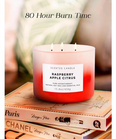 Raspberry Apple Citrus Scented Candle | Natural 3 Wick Soy Candle for Home & Office | 15.8 Oz Long Lasting Aromatherapy & Stress Relief Candle - Buy Online on GoSupps.com