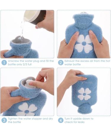 Kediopio 1L Hot Water Bottle with Fleece Cover Cozy Heat Therapy for Cramps & Pain Relief Blue with Kangaroo Bag - Buy Online on GoSupps.com