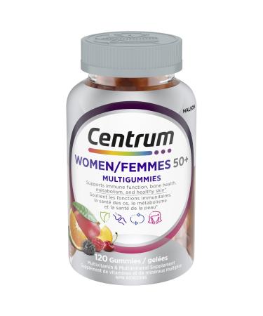 Centrum Women 50 Plus MultiGummies Multivitamins/Minerals Gummies for Women 50+ Cherry Berry and Orange Flavours 120 Gummies (Packaging May Vary) Berry Cherry Orange 130 count (Pack of 1)