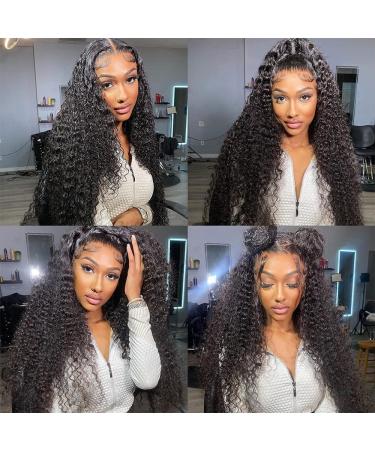 180 Density Curly Lace Front Human Hair Wig for Black Women - Brazilian Deep Jerry Curl HD Transparent Lace Frontal with Baby Hair, Pre-Plucked and Glueless - Buy Online on GoSupps.com